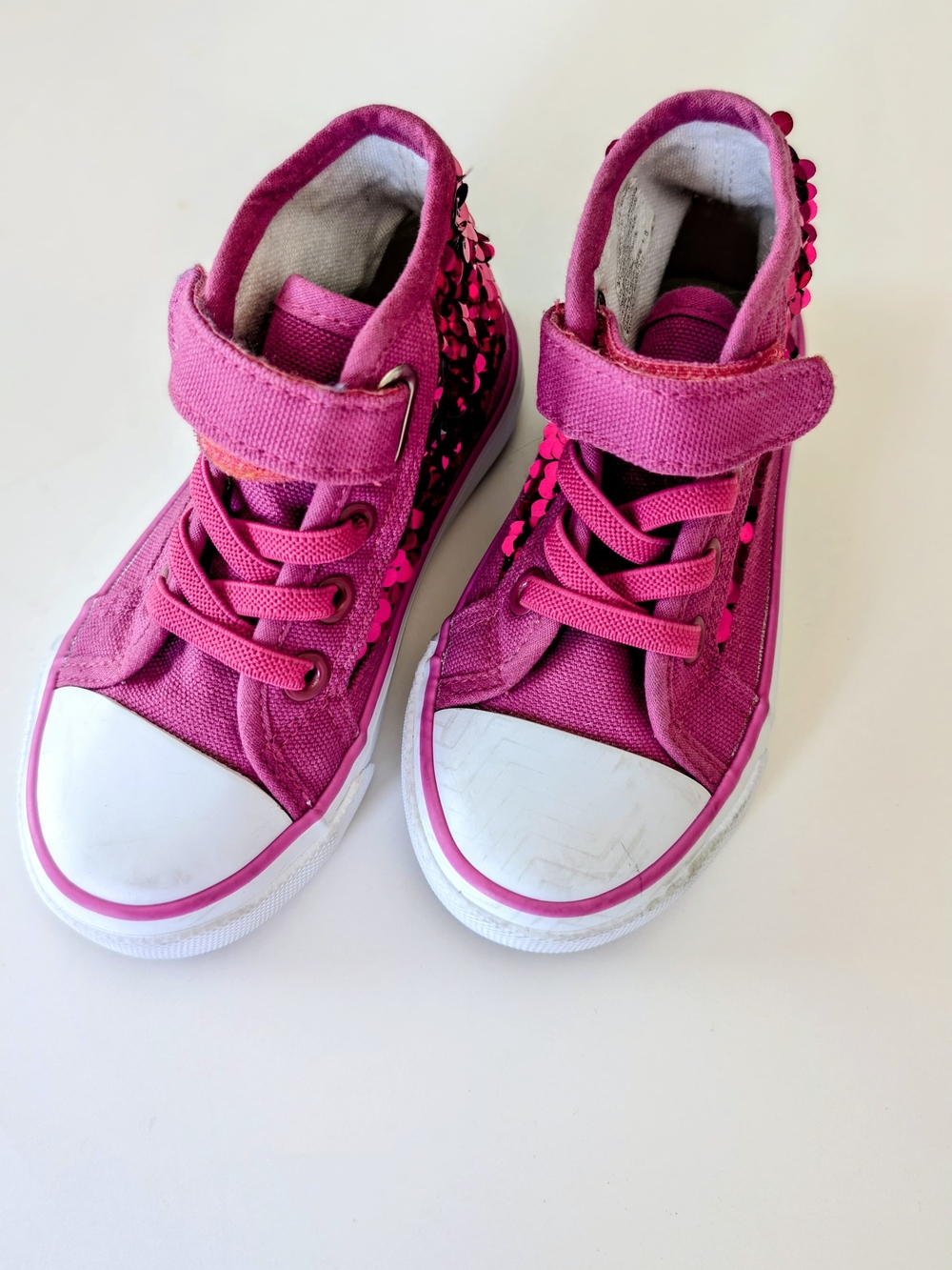 Pink Sequin High-Top Velcro Sneakers Toddler Kids Size 8